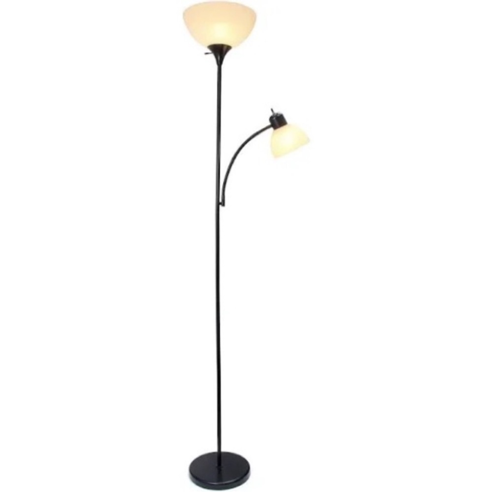 Mainstays 6’ Floor Lamp with Reading Light NWT Black finish with white shades